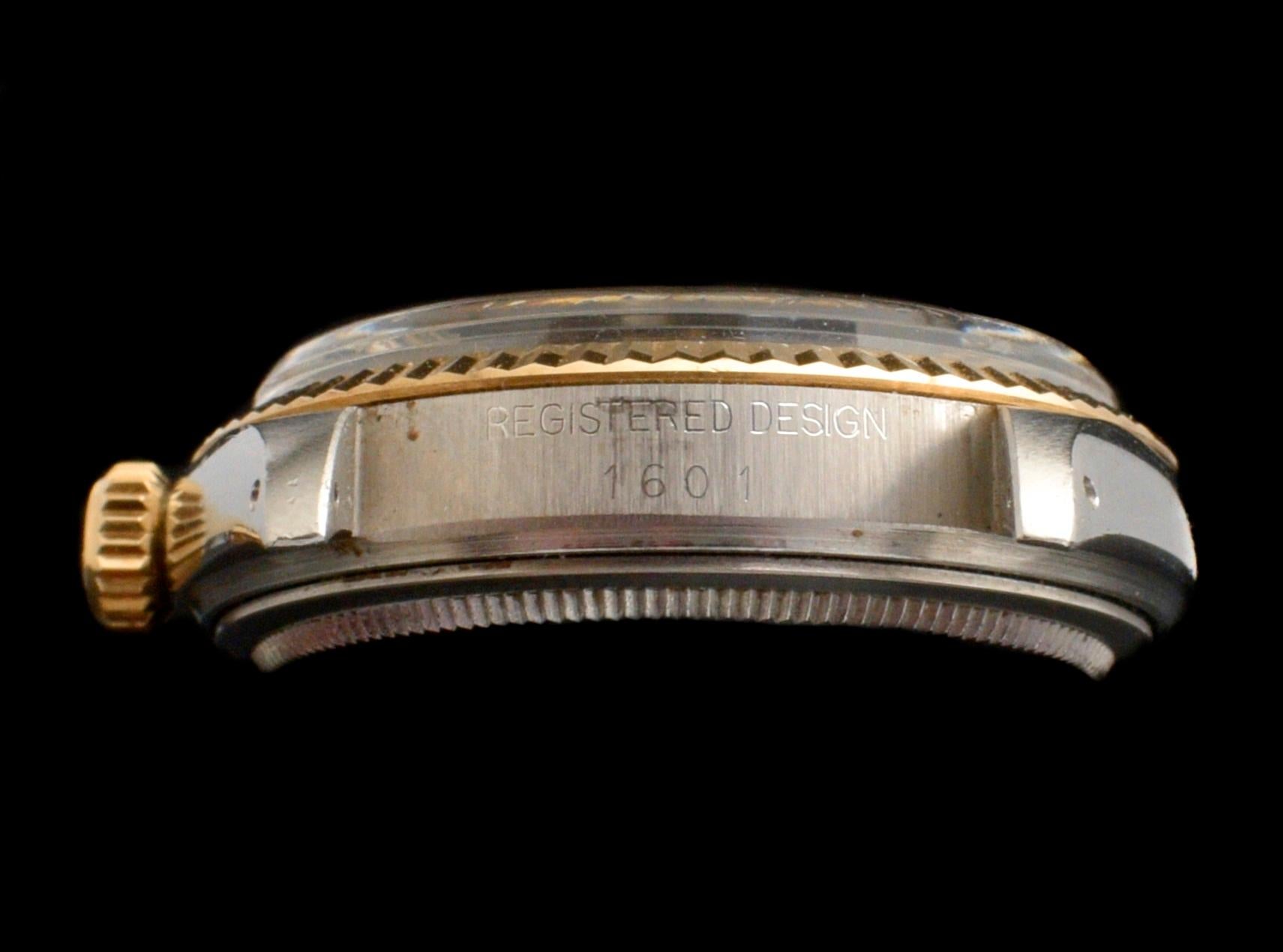 Rolex Oyster Perpetual Datejust Matte Black 1601 Yellow Gold Steel Watch, 1973 5