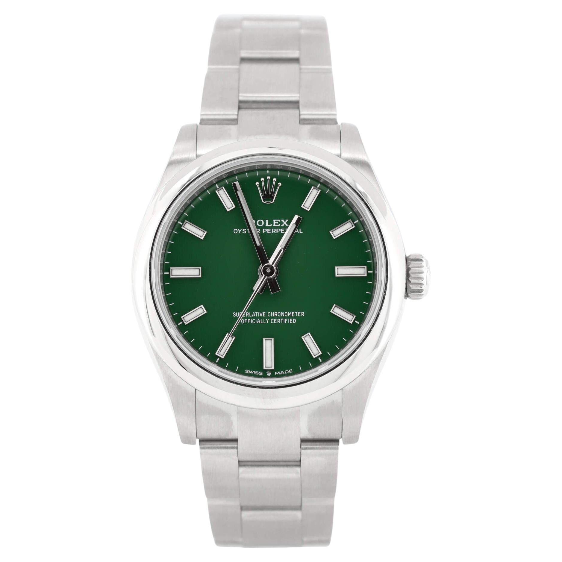 Rolex Oyster Perpetual Green Automatic Watch Stainless Steel 31