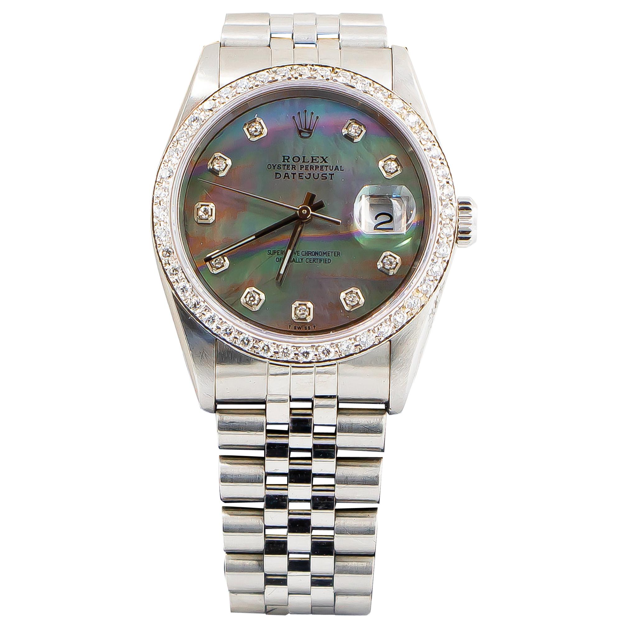 Rolex Oyster Perpetual Datejust Mother of Pearl Dial 54 Diamonds Factory
