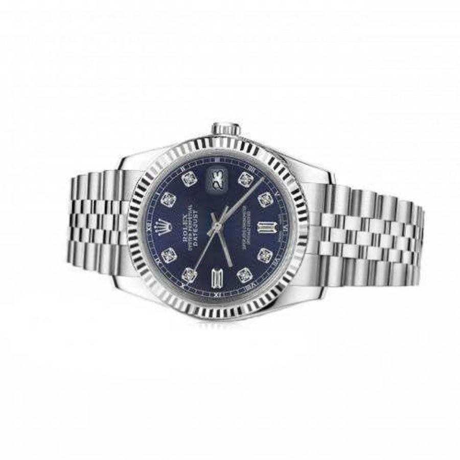 Rolex Oyster Perpetual Datejust Marineblau Diamant Akzent Zifferblatt Automatikuhr 16030