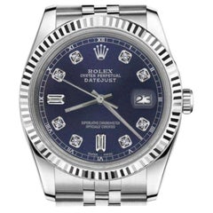 Rolex Oyster Perpetual Datejust Navy Blue Diamond Accent Dial Automatic Watch