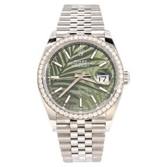 Rolex Oyster Perpetual Datejust Palm Motif Automatic Watch Stainless Steel