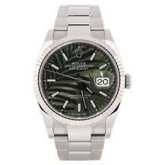 Rolex Oyster Perpetual Datejust Palm Motif Automatic Watch Stainless Steel