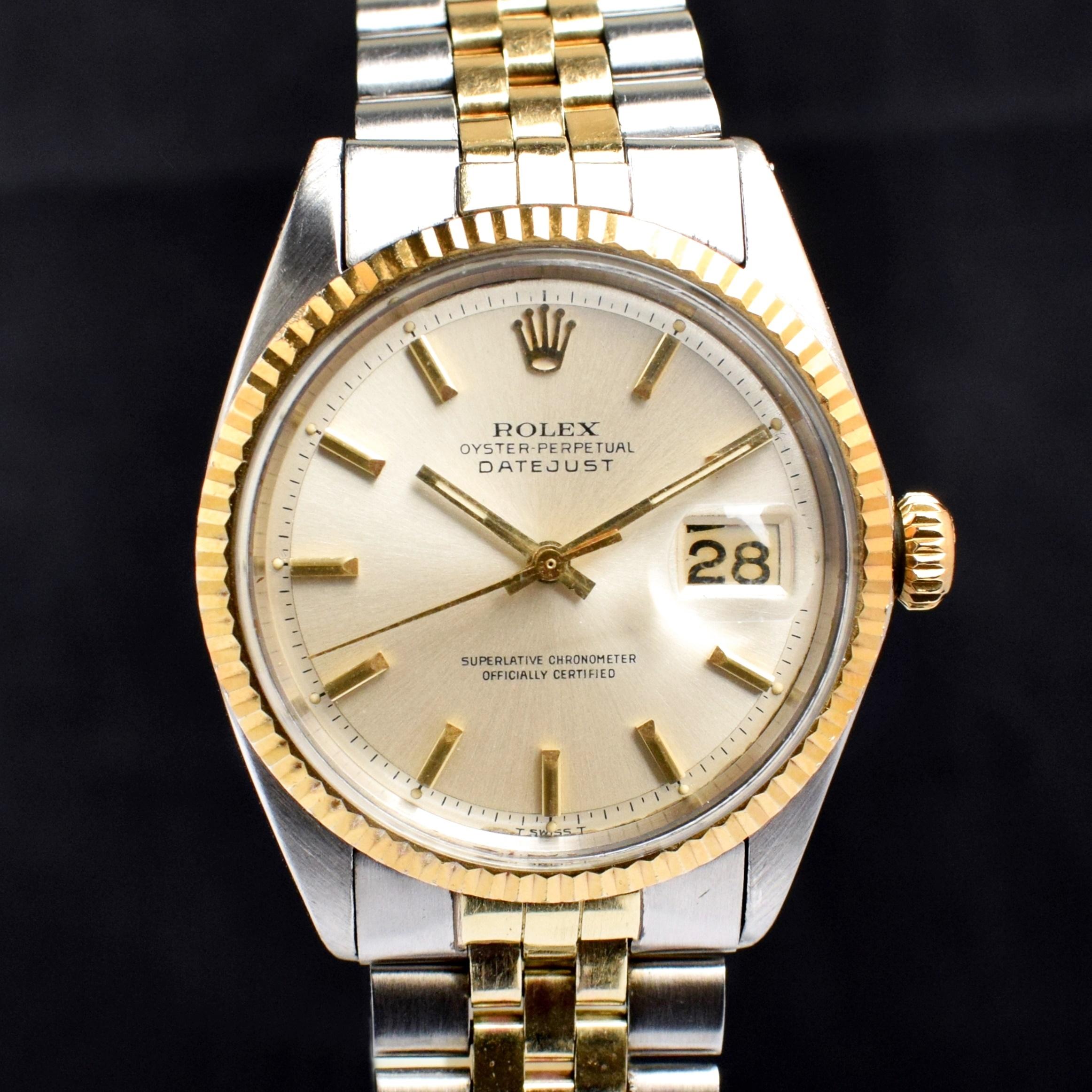 Rolex Oyster Perpetual Datejust Silber-Zifferblatt 1601 Stahl-Gelbgold-Uhr, 1972 im Zustand „Gut“ in Central & Western District, HK