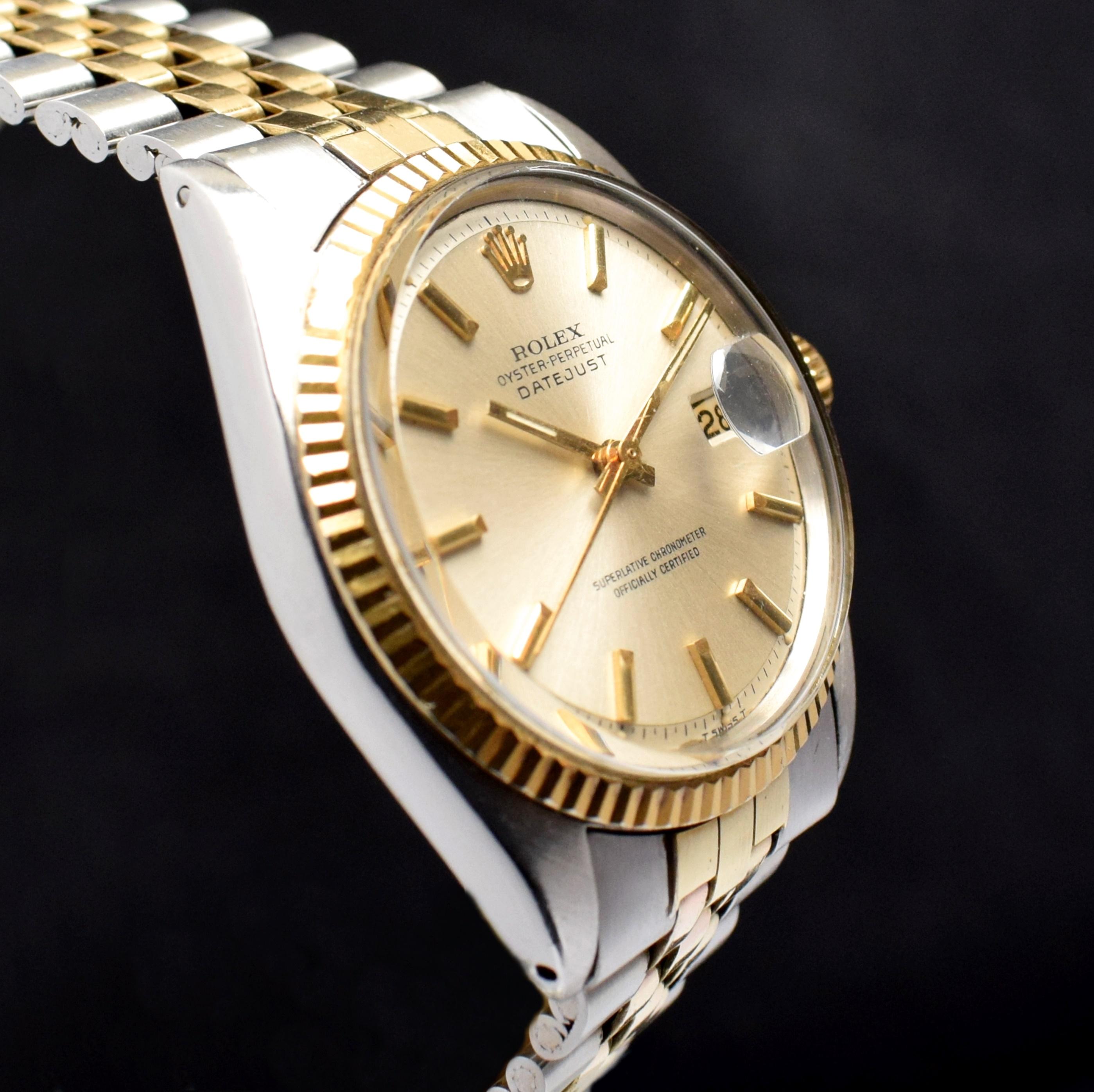 Rolex Oyster Perpetual Datejust Silber-Zifferblatt 1601 Stahl-Gelbgold-Uhr, 1972 1