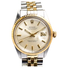 Rolex Oyster Perpetual Datejust Silver Dial 1601 Steel Yellow Gold Watch, 1972