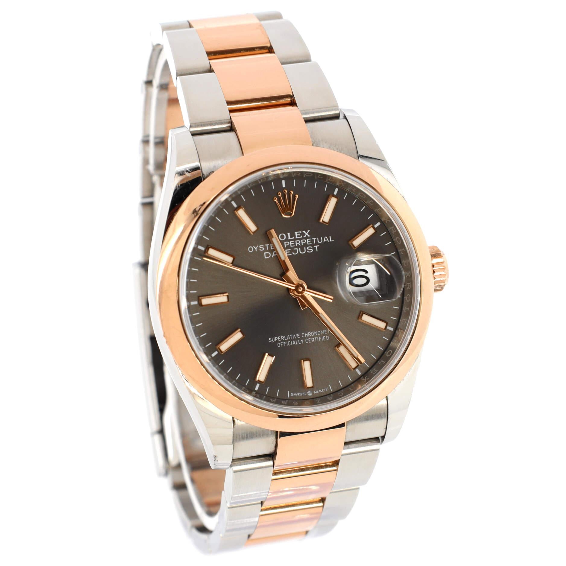 Rolex Oyster Perpetual Datejust Slate Automatic Watch Stainless Steel and Rose In Good Condition For Sale In New York, NY