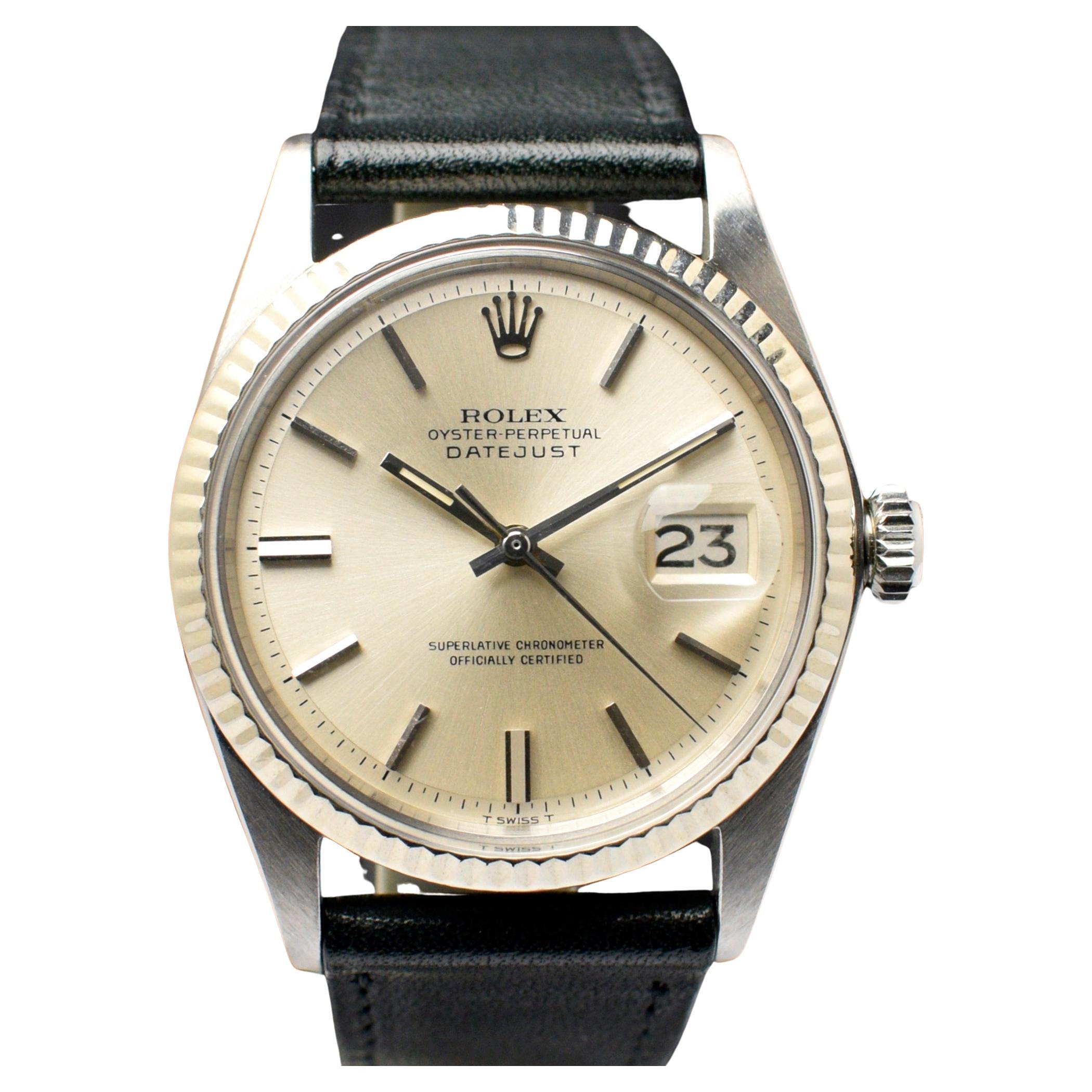 Rolex Oyster Perpetual Datejust Steel 1601 Silver Dial Automatic Watch, 1970