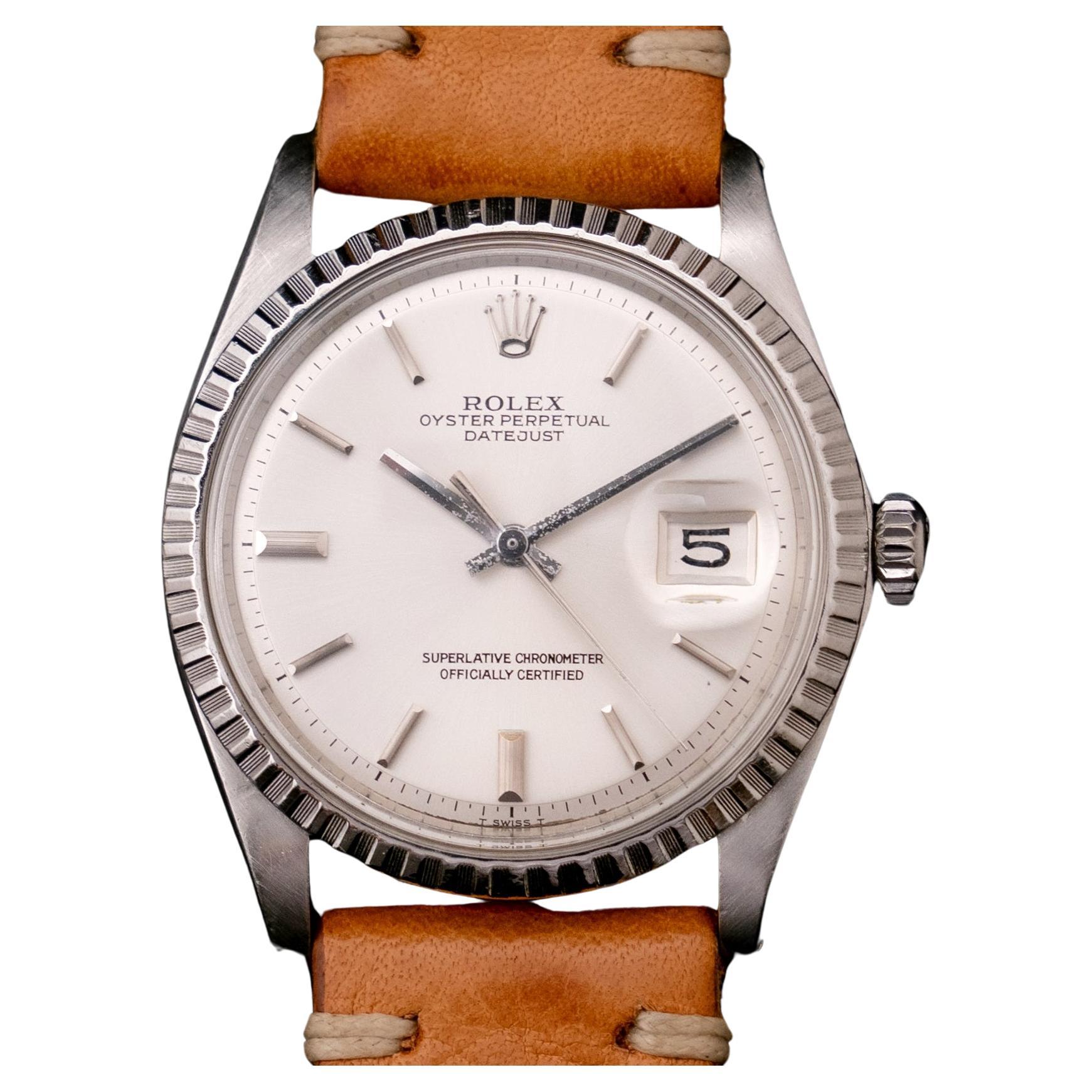 Rolex Oyster Perpetual Datejust Steel 1603 Silver Dial Automatic Watch, 1970