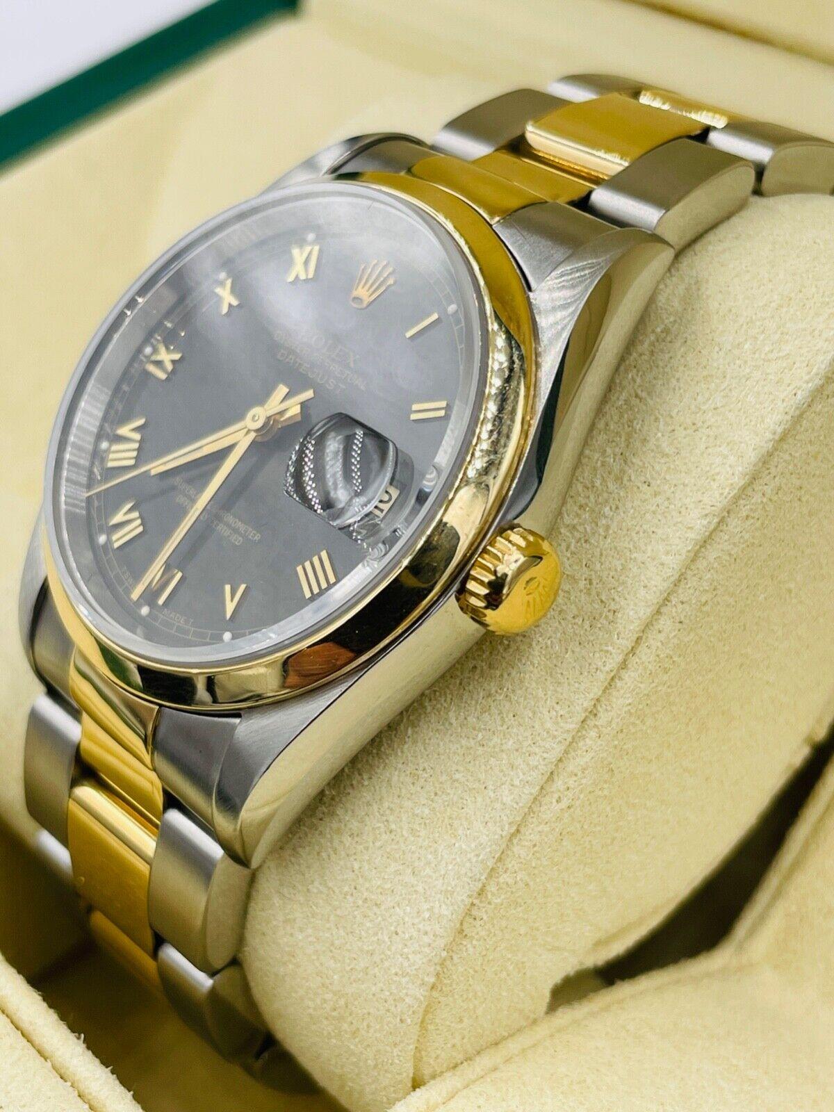 Montre-bracelet Rolex Oyster Perpetual Datejust en acier et or  en vente 4