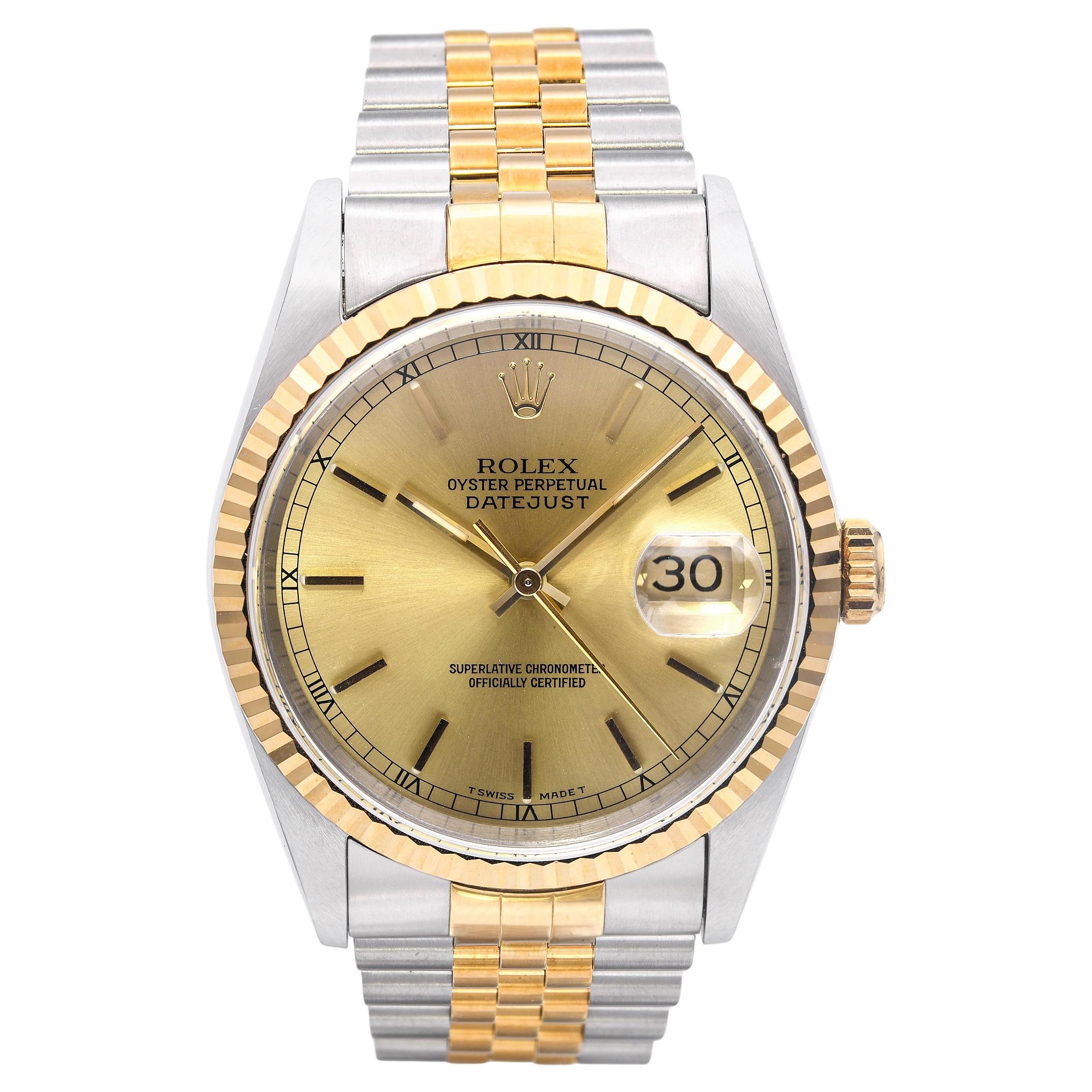 Rolex Oyster Perpetual Datejust Two-Tone Automatic Men
s Watch Ref 16233 For Sale