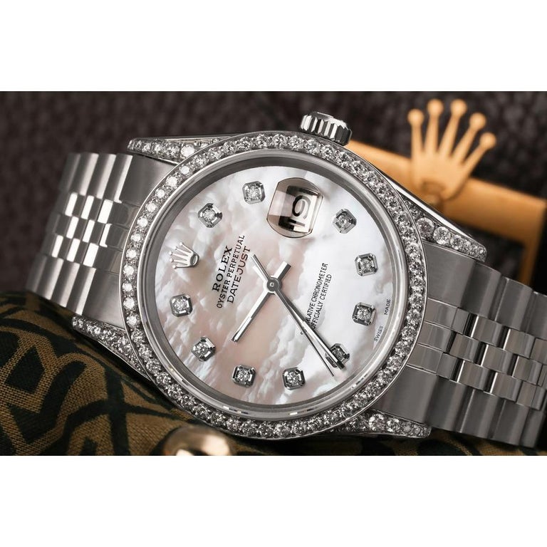 Rolex Oyster Perpetual Datejust White Mother Of Pearl Diamond Dial