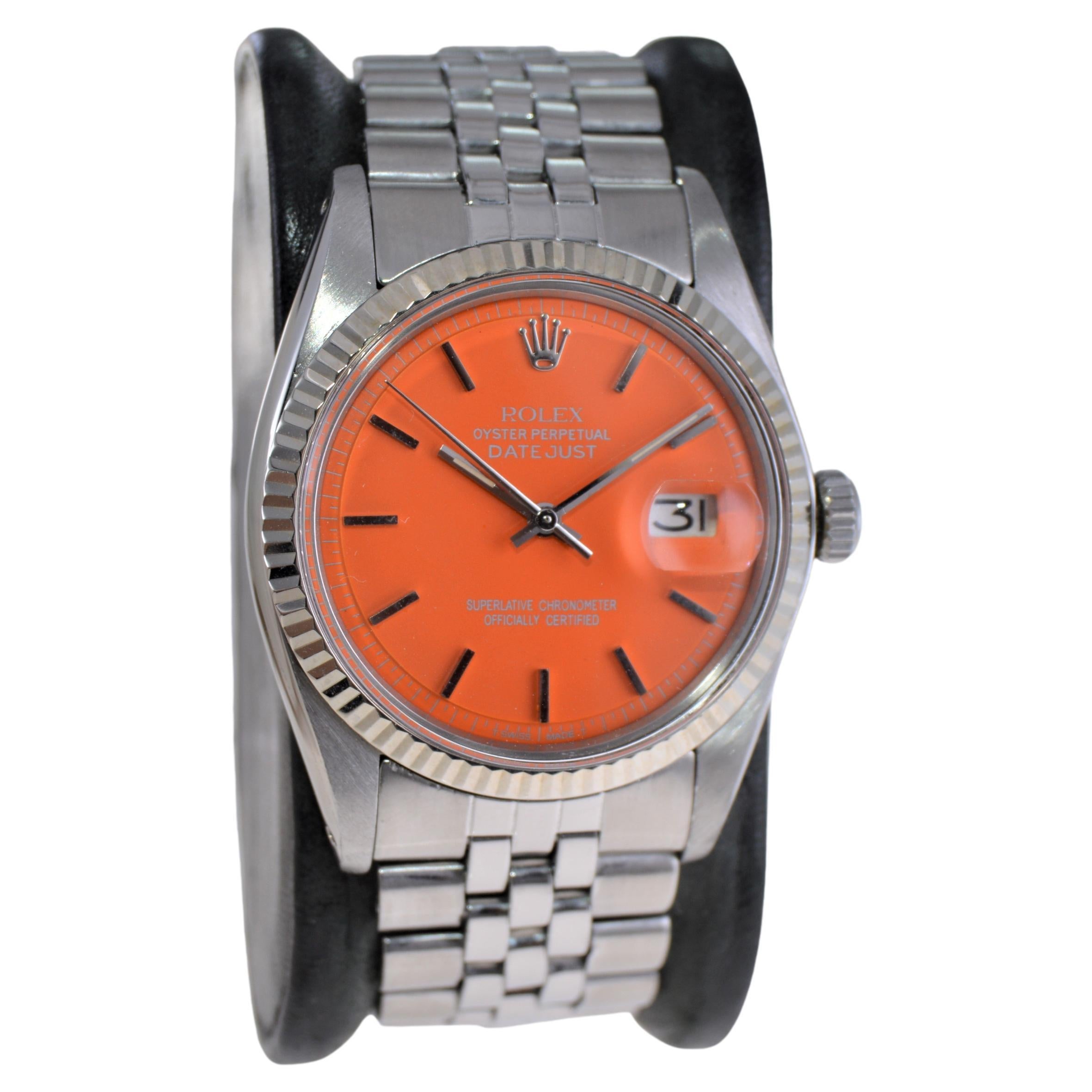 Rolex Oyster Perpetual Datejust With Custom Orange Dial, 1970's For Sale at  1stDibs