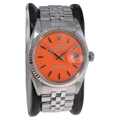 Vintage Rolex Oyster Perpetual Datejust With Custom Orange Dial, 1970's