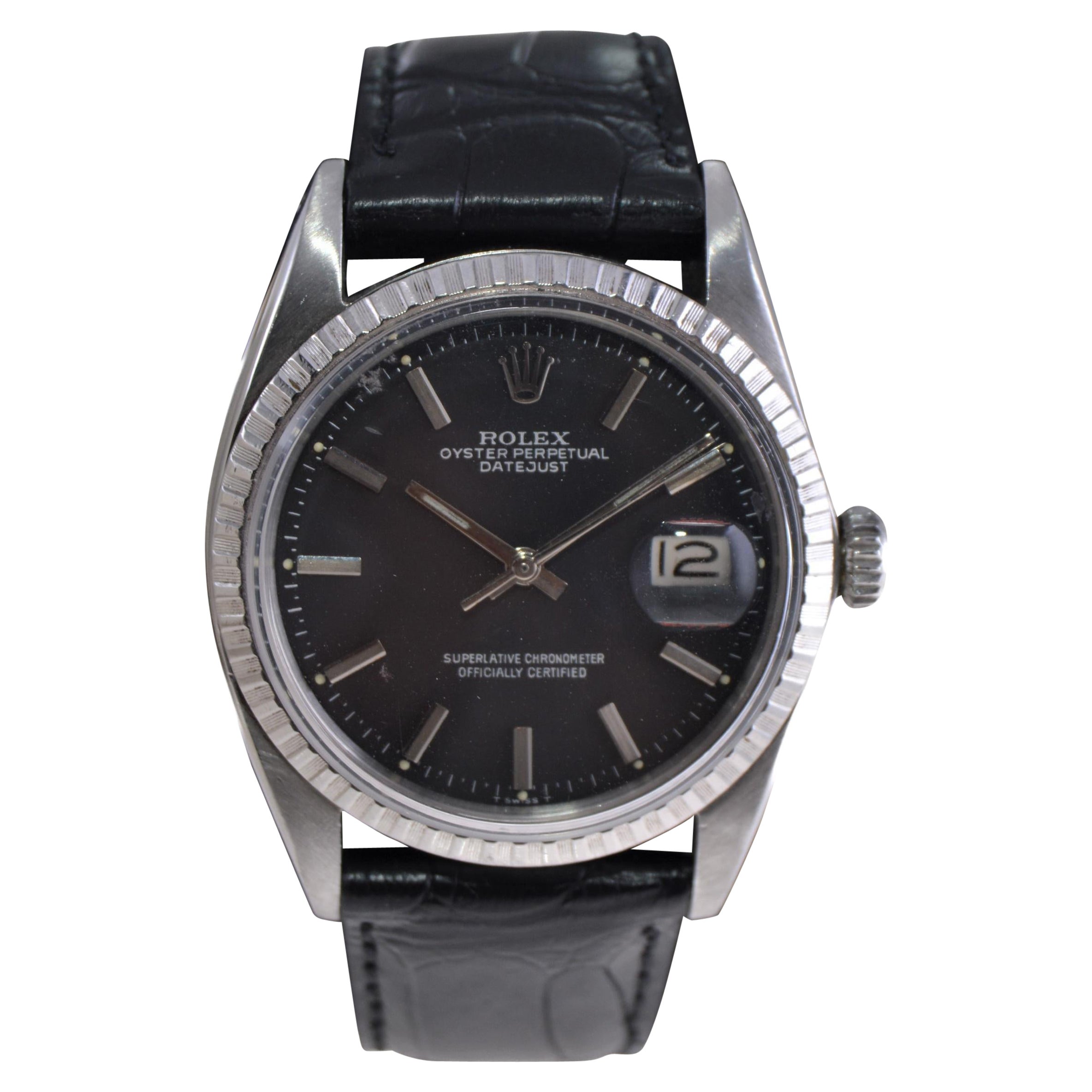 Rolex Oyster Perpetual Datejust con raro quadrante nero originale di fabbrica degli anni 60