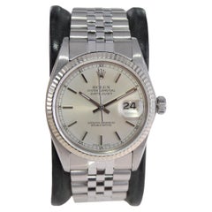 Rolex Oyster Perpetual Datejust With Rare Factory Original Silver Dial 1980's