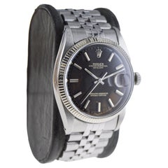 Rolex Oyster Perpetual Datejust With Rare Original Patinated Black Dial 1958