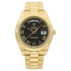Rolex Oyster Perpetual Day-Date 41 18K Yellow Gold Black Dial Watch 218238