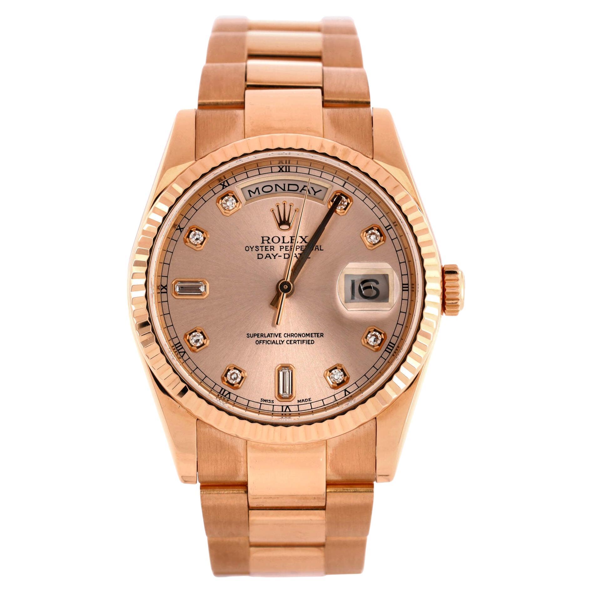 Reloj Rolex Oyster Perpetual Day-Date Automático Oro Rosa con Diamantes Ma