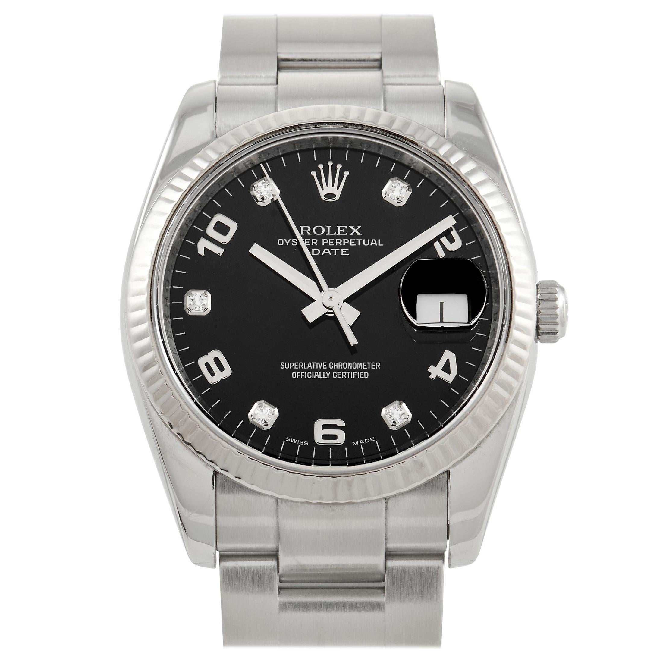 Rolex Oyster Perpetual Day Date Diamond Dial Watch 115234BKDO