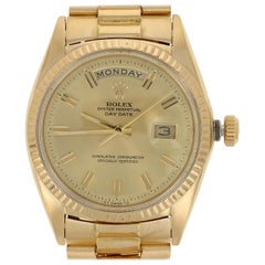 Vintage Rolex Oyster Perpetual Day Date Men's Watch 18 Karat Gold 2 Year Warranty 1803