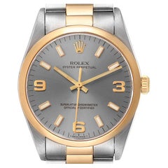 Rolex Oyster Perpetual Domed Bezel Steel Yellow Gold Mens Watch 14203