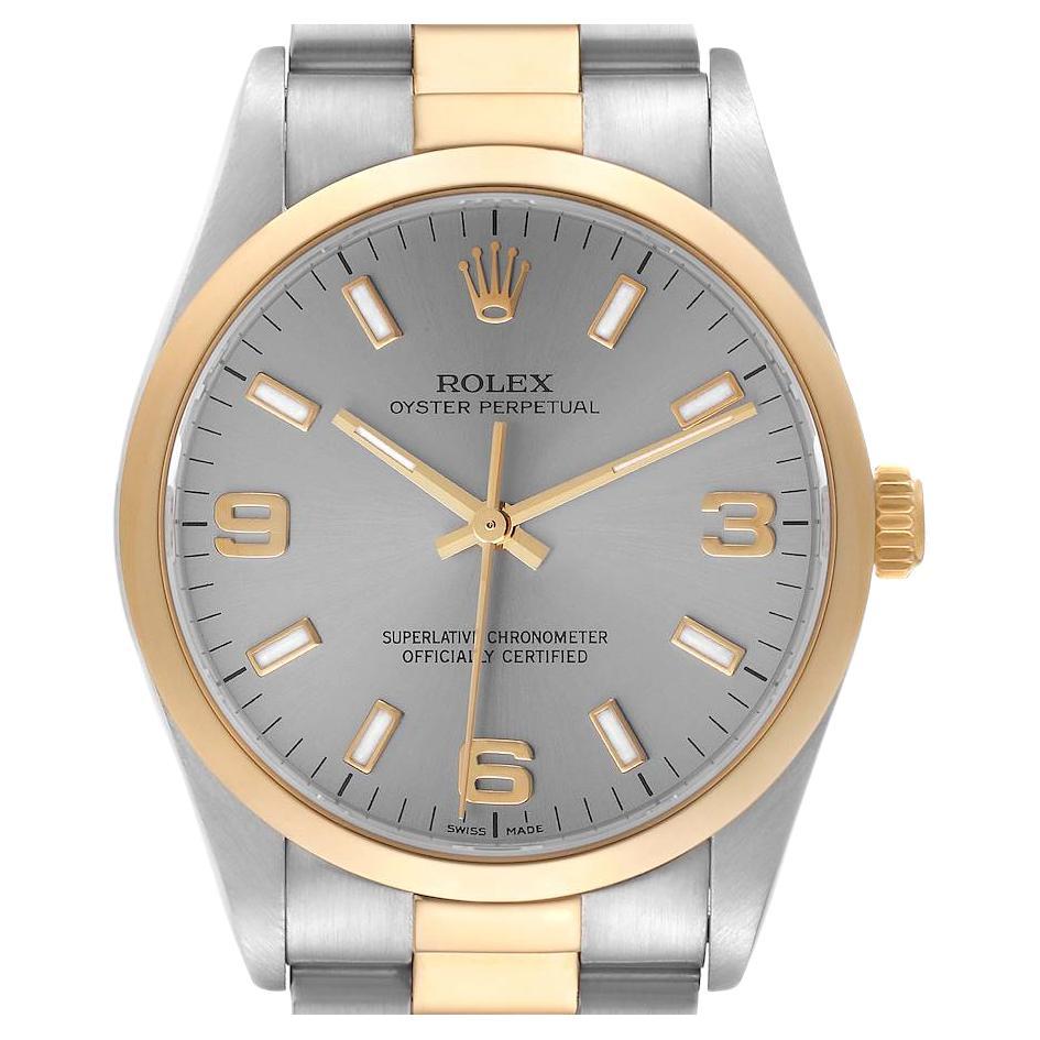 Rolex Oyster Perpetual Fluted Bezel Steel Yellow Gold Mens Watch 14233