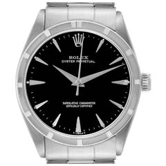 Rolex Oyster Perpetual Engine Turned Bezel Steel Vintage Mens Watch 1007