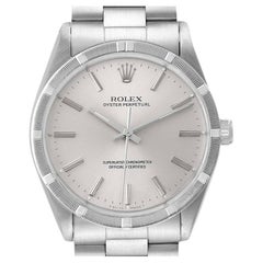 Rolex Oyster Perpetual Engine Turned Bezel Steel Vintage Mens Watch 1007