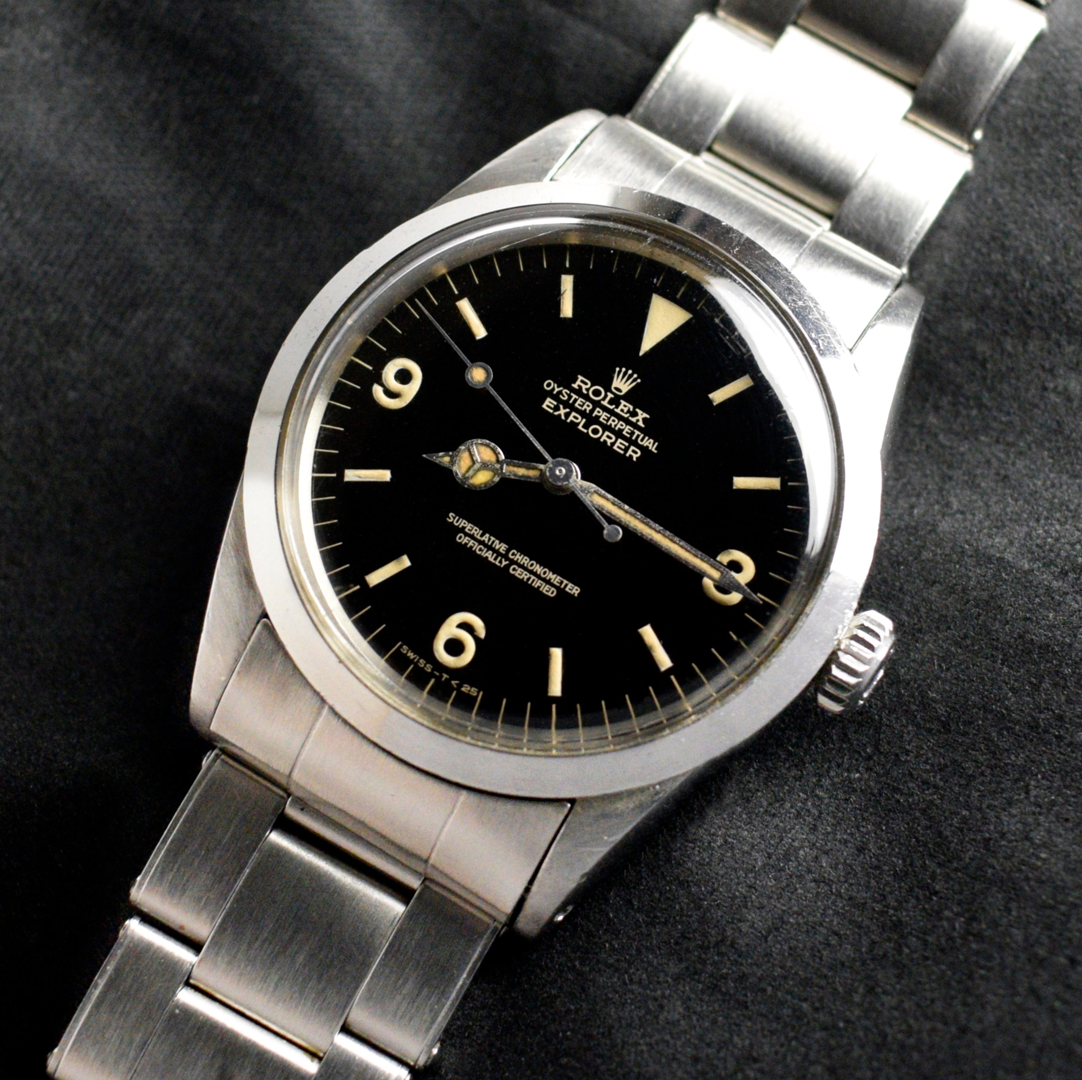 Brand: Vintage Rolex
Model: 1016
Year: 1966
Serial number: 15xxxxx
Reference: OT1578

Case: Show sign of wear with slight polish from previous; inner case back stamped 1016 VI.66

Dial: Super Glossy Smooth Black Gilt Dial where there are minor