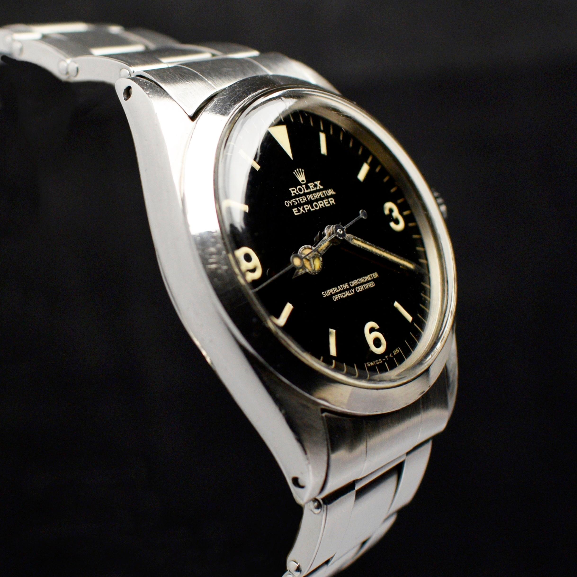 Women's or Men's Rolex Oyster Perpetual Explorer Gilt Glossy Dial 1016 Steel Automatic Watch 1966