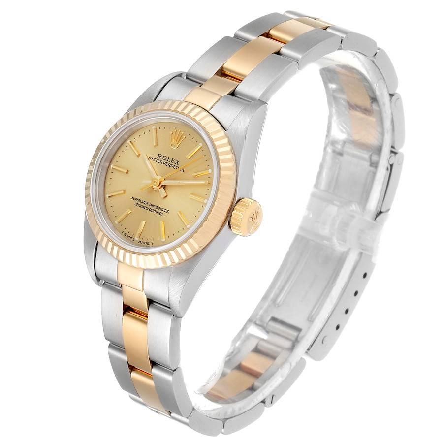 Women's Rolex Oyster Perpetual Fluted Bezel Steel Yellow Gold Ladies Watch 67193 Box