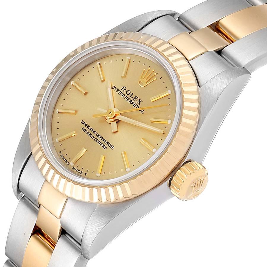 Rolex Oyster Perpetual Fluted Bezel Steel Yellow Gold Ladies Watch 67193 Box 1