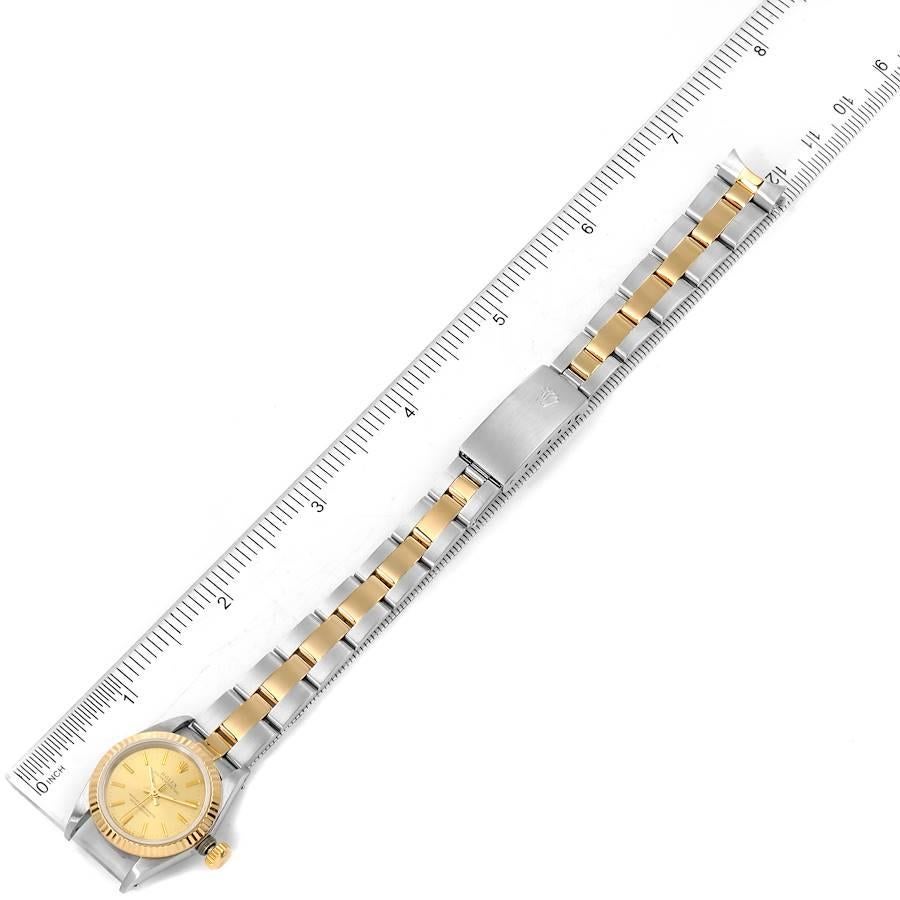 Rolex Oyster Perpetual Fluted Bezel Steel Yellow Gold Ladies Watch 67193 For Sale 6
