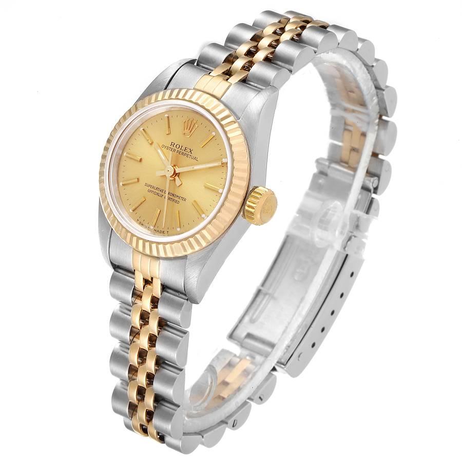 Women's Rolex Oyster Perpetual Fluted Bezel Steel Yellow Gold Ladies Watch 67193
