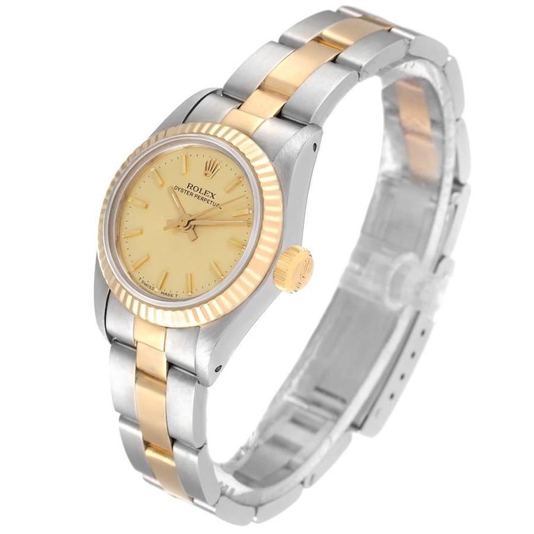 Rolex Oyster Perpetual Fluted Bezel Steel Yellow Gold Ladies Watch