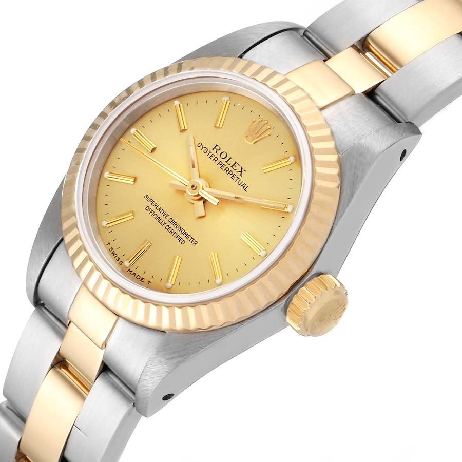 Rolex Oyster Perpetual Fluted Bezel Steel Yellow Gold Ladies Watch 67193 For Sale 1