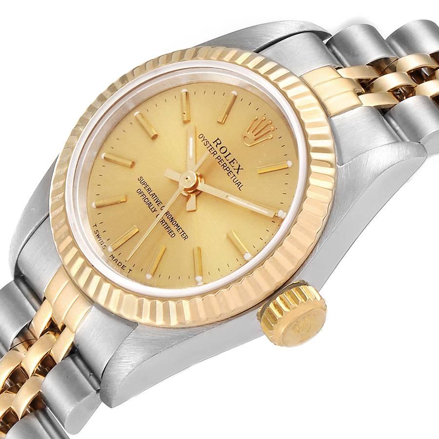 Rolex Oyster Perpetual Fluted Bezel Steel Yellow Gold Ladies Watch 67193 1