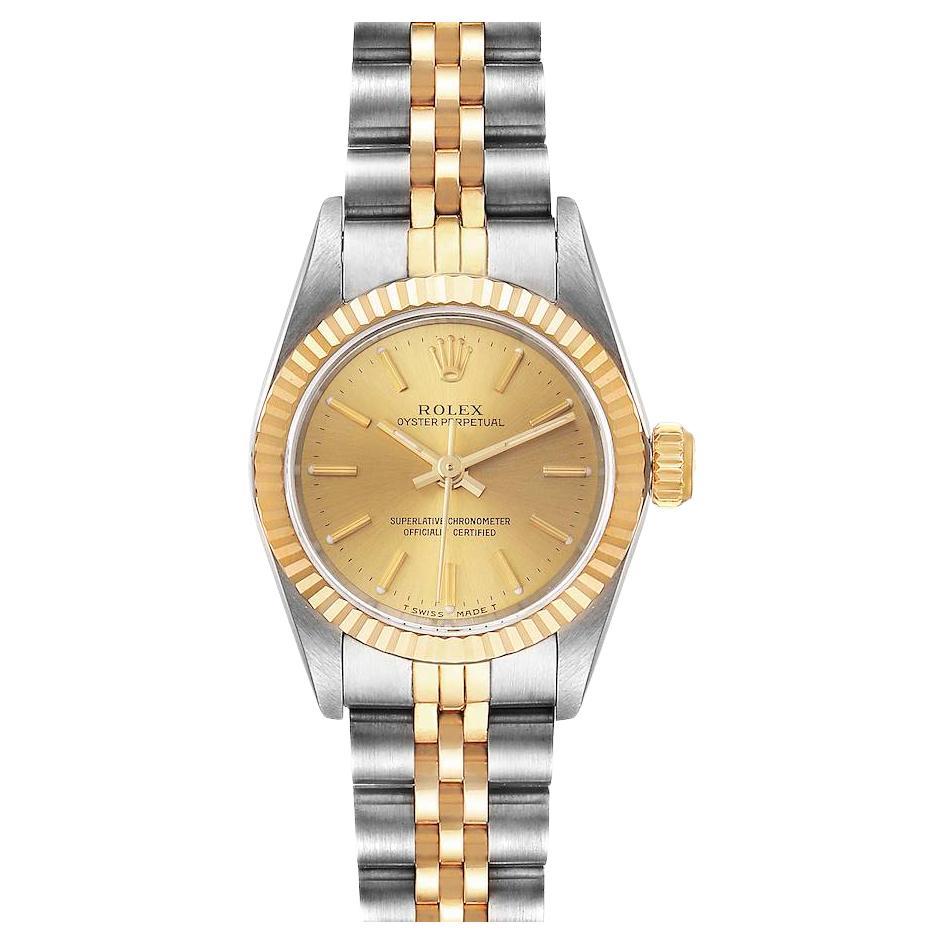 Rolex Oyster Perpetual Fluted Bezel Steel Yellow Gold Ladies Watch 67193