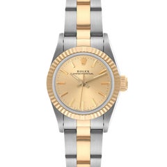 Rolex Oyster Perpetual Fluted Bezel Steel Yellow Gold Ladies Watch 67193