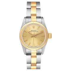 Rolex Oyster Perpetual Fluted Bezel Steel Yellow Gold Ladies Watch 67193