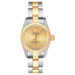 Rolex Oyster Perpetual Fluted Bezel Steel Yellow Gold Ladies Watch 67193 Papers
