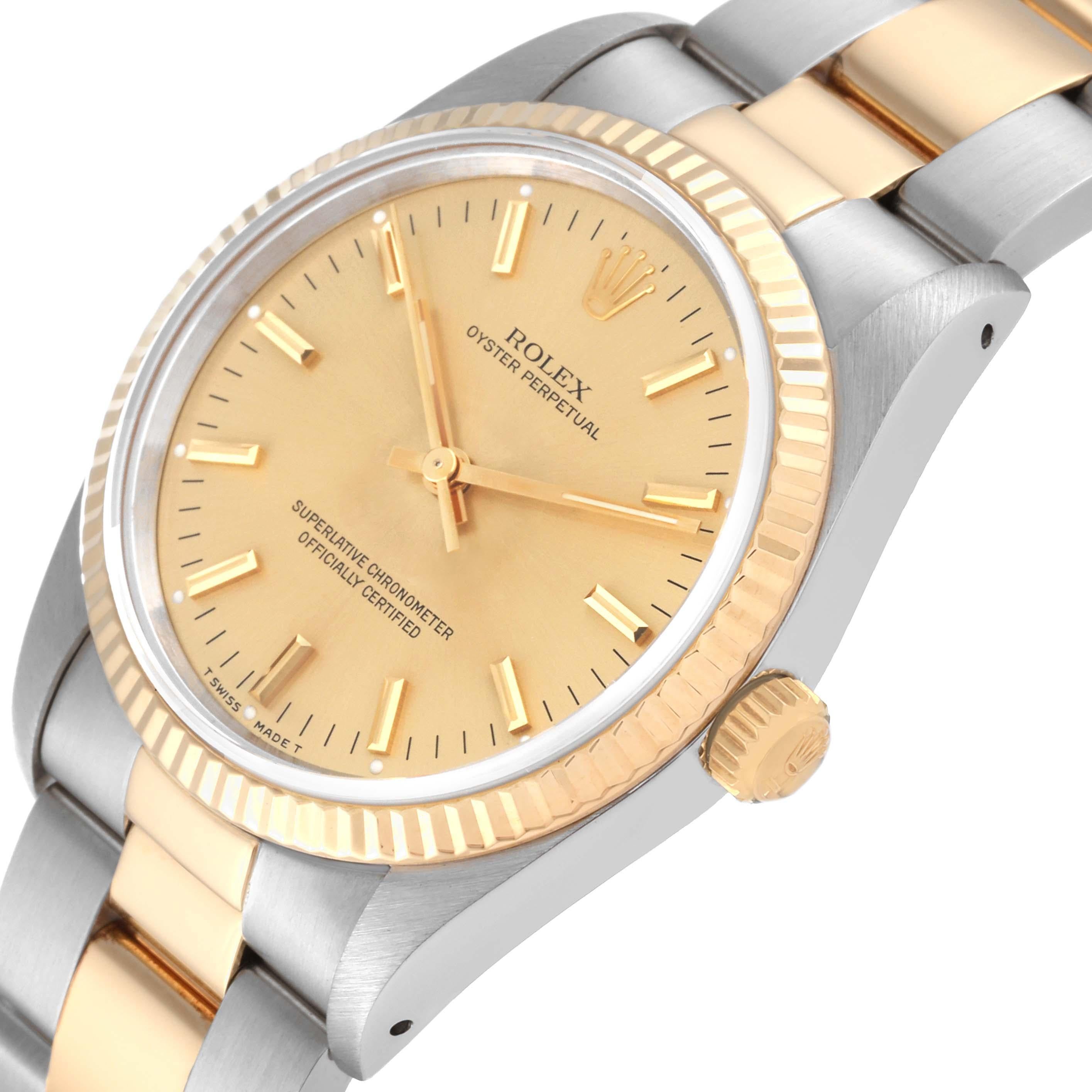 Rolex Oyster Perpetual Fluted Bezel Steel Yellow Gold Mens Watch 14233 1