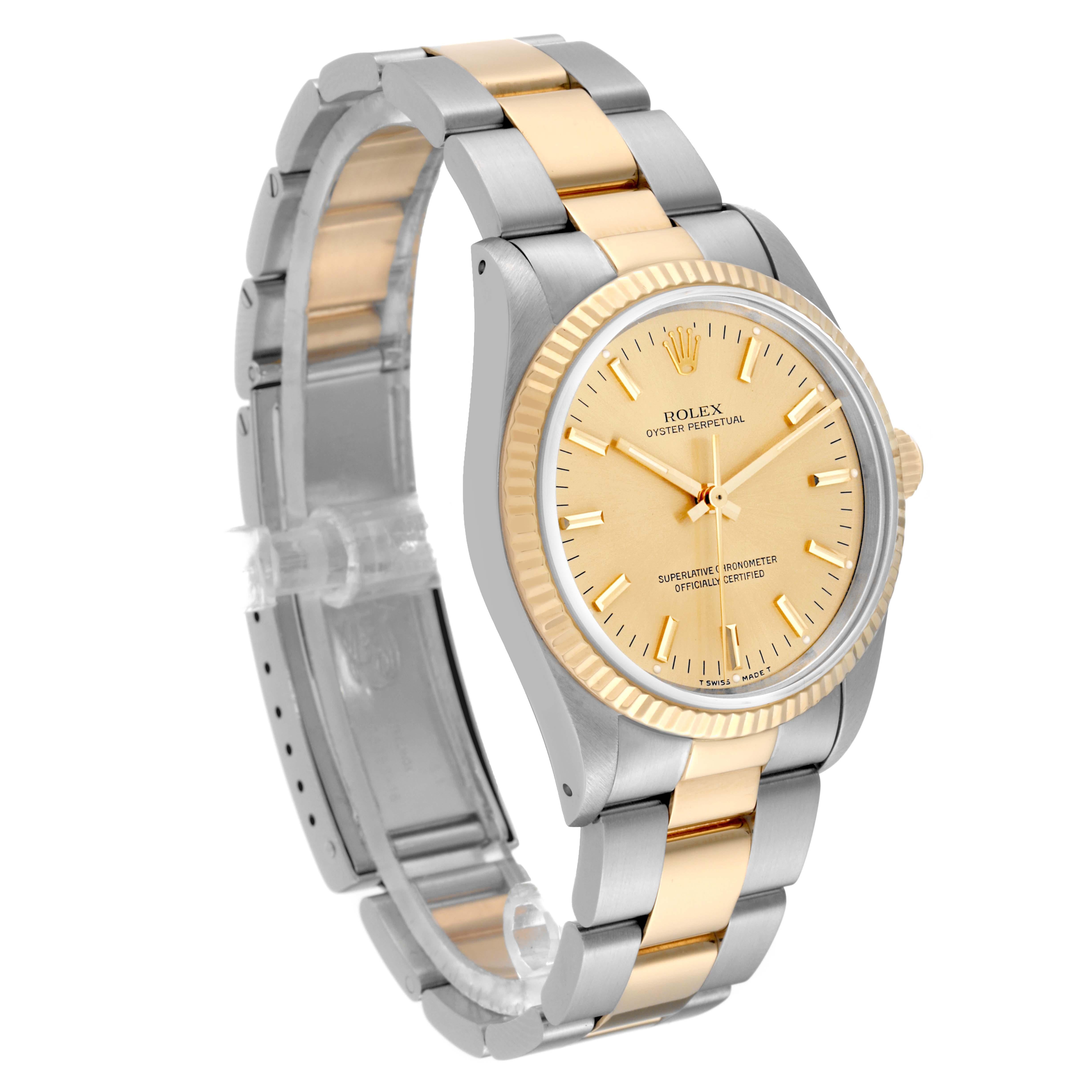Rolex Oyster Perpetual Fluted Bezel Steel Yellow Gold Mens Watch 14233 For Sale 1