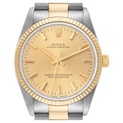 Rolex Oyster Perpetual Fluted Bezel Steel Yellow Gold Mens Watch 14233