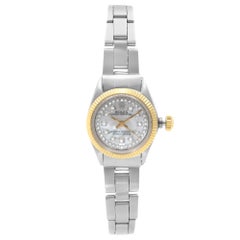 Rolex Oyster Perpetual Gold Stainless Steel Diamond MOP Dial Ladies Watch 6719