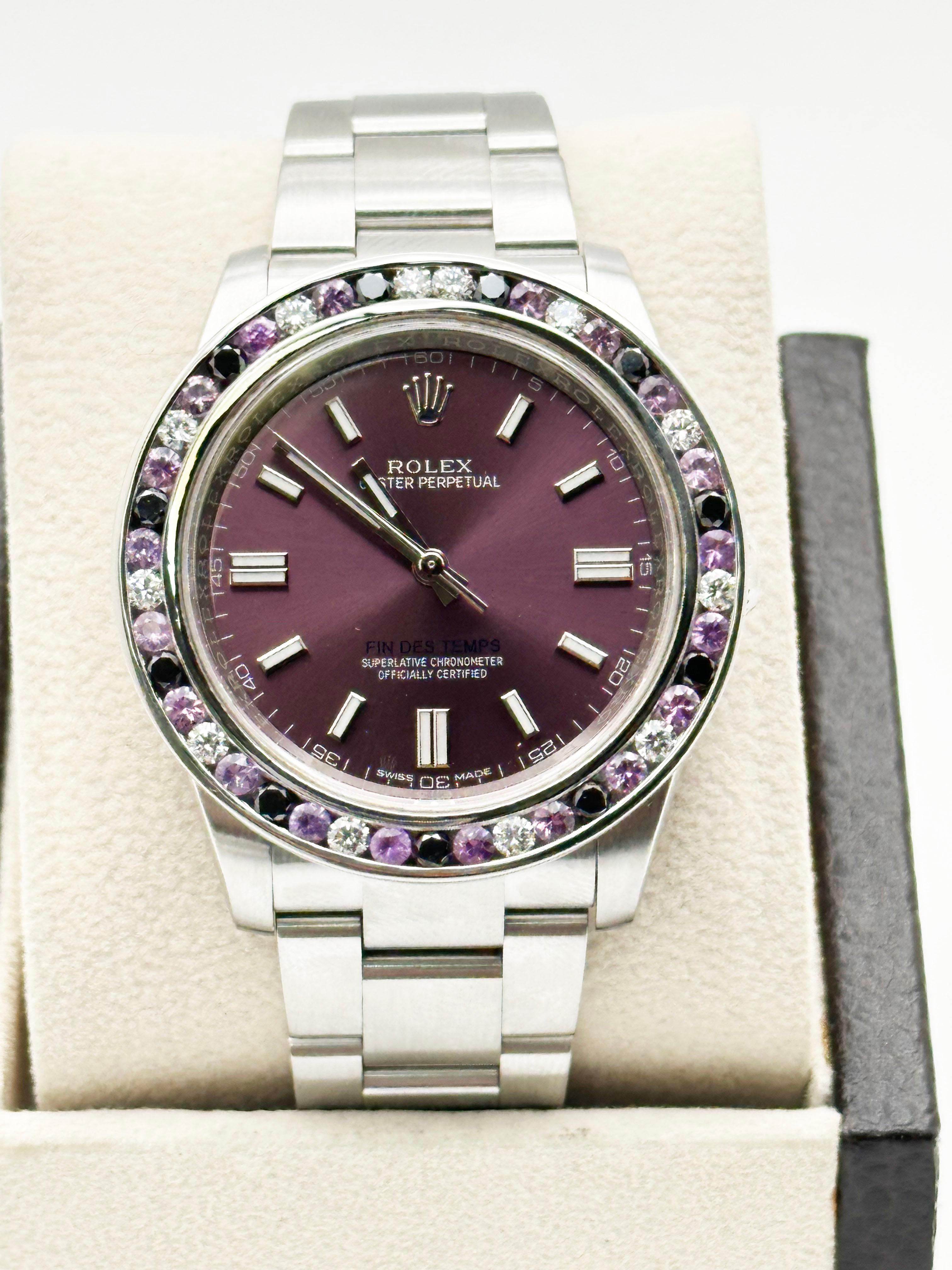 da uomo o donna Rolex Oyster Perpetual Grape 116000 FIN DES TEMPS con incisione in acciaio inossidabile 36mm in vendita