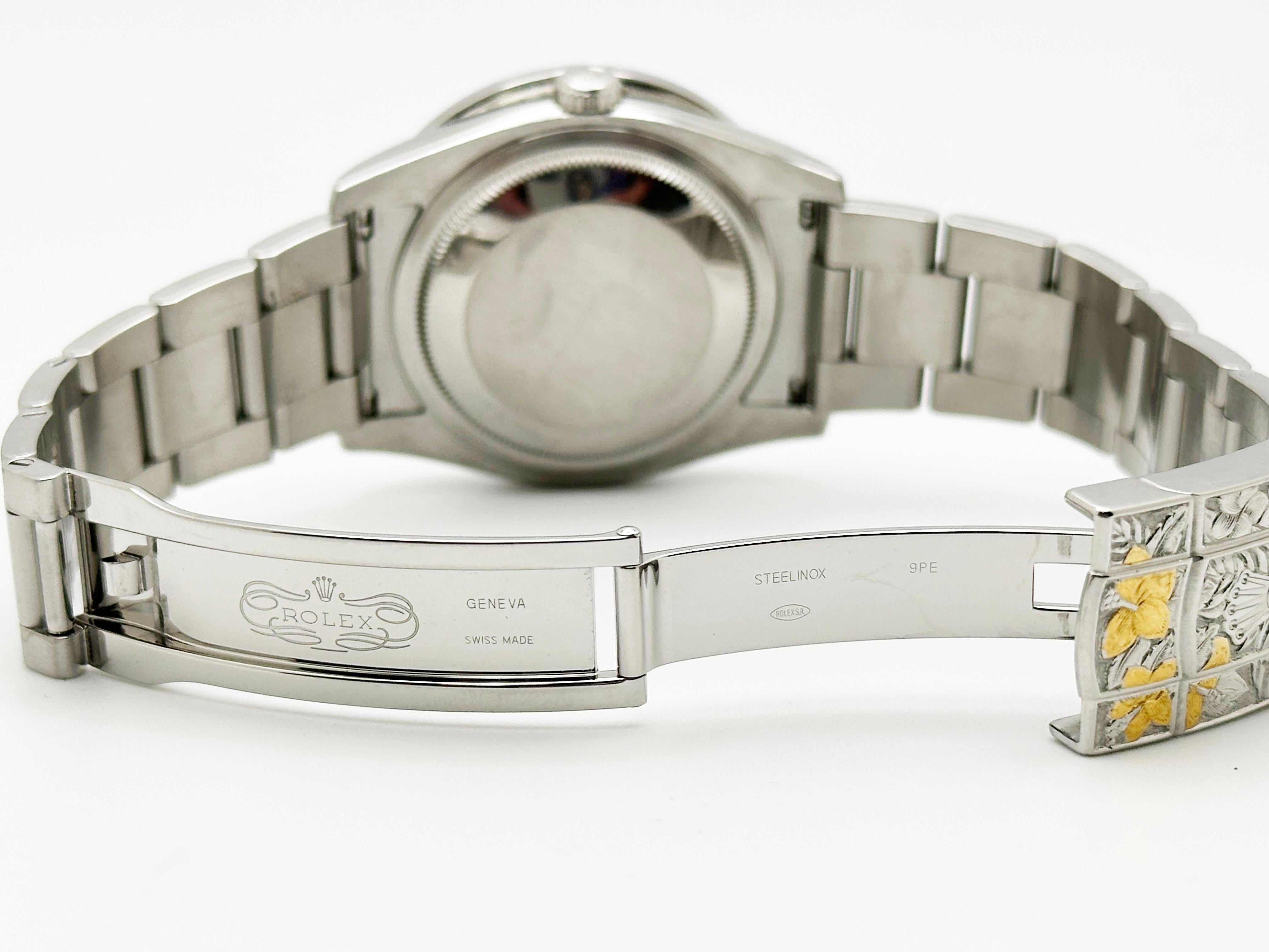 Rolex Oyster Perpetual Grape 116000 FIN DES TEMPS con incisione in acciaio inossidabile 36mm in vendita 2