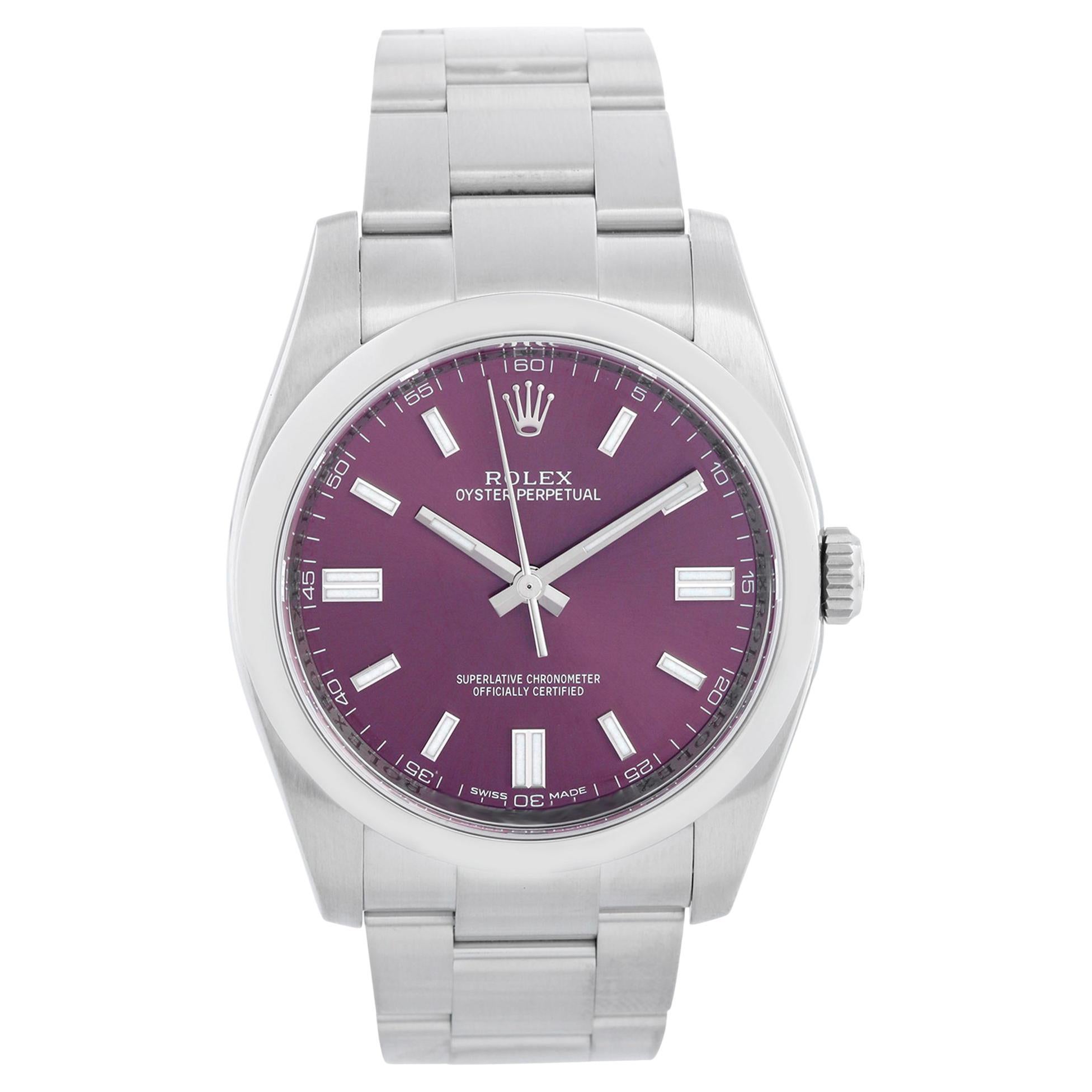 Rolex Oyster Perpetual Grape Men's Stainless Steel Watch 116000