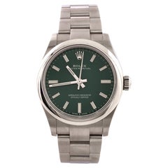 Rolex Oyster Perpetual Green Automatic Watch Stainless Steel